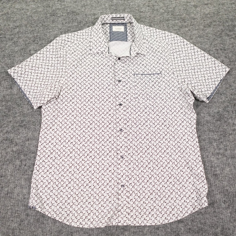 7 Diamonds Freedom Train Shirt Mens XL 4 Way Stretch Short Sleeve Button‎ Down